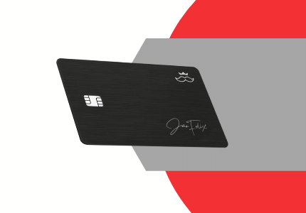 Cartão de crédito da Rappi, RappiCard projetado em formas geométricas.