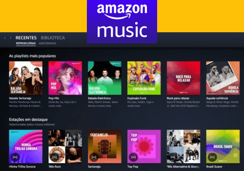 Painel da Amazon Music.