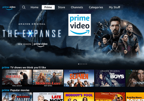 Captura de tela do site oficial da plataforma de streaming Amazon Prime Video com os principais filmes disponíveis.