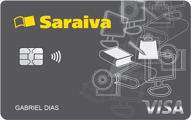 Cartão de crédito saraiva VISA com pagamento por aproximação.