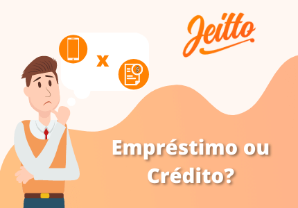 Homem em dúvida sobre empréstimo ou crédito no aplicativo Jeitto.