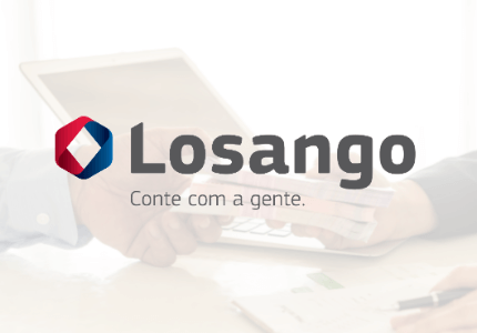 Logomarca Losango. Mão entregando empréstimo para outra mão.