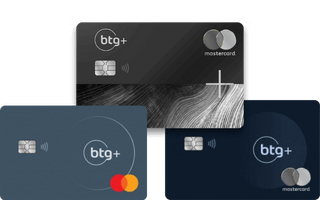 Cartões de Crédito BTG+. Mastercard com pagamento por aproximação.
