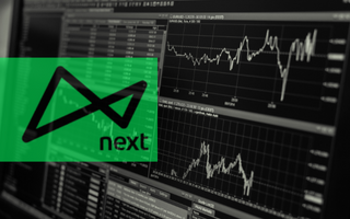 Gráficos de home broker ou investimentos com logo do banco Next.