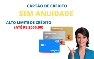 Inteligência Artificial magalu apontando cartões da loja, sem anuidade e limite de crédito de até dois mil reais.