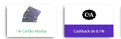 opções de descontos do cartão de crédito mooba, cashback de um por cento e mais.