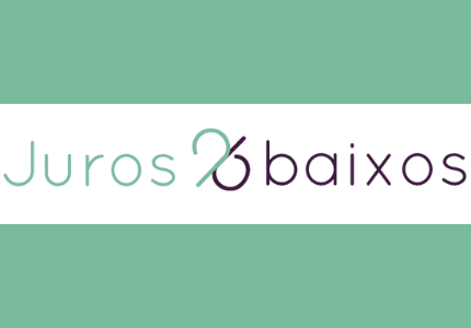 Logomarca da plataforma de empréstimos Juros Baixos em fundo verde.