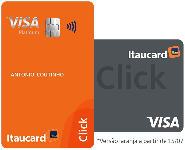 Cartão de crédito itauclick visa laranja e platinun cinza