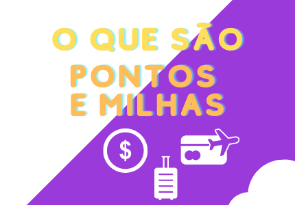 O que são pontos e milhas, ícone de cifrão malas e cartão de crédito com avião