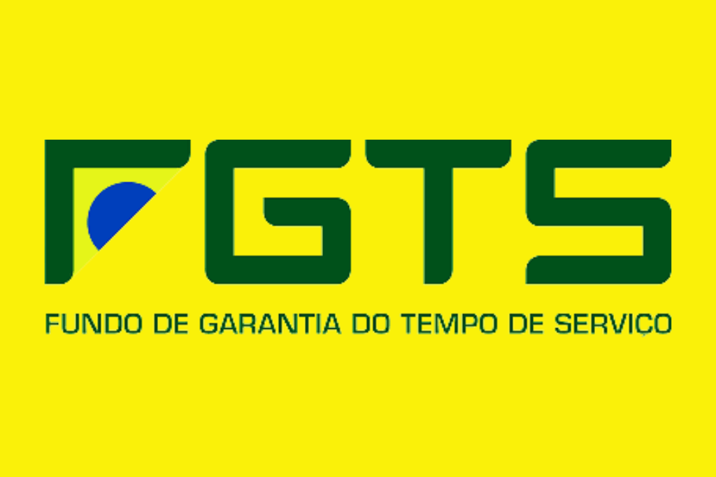 Logo do FGTS (Fundo de Garantia por Tempo de Serviço), com um fundo amarelo.