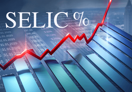 Gráfico financeiro simbolizando o aumento da taxa Selic pelo Banco Central.