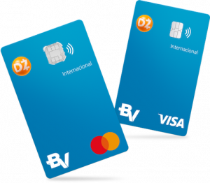 Cartão de crédito Dotz com a logomarca Visa e cartão com logomarca Mastercard.