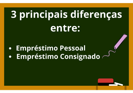 Lousa escolar com chamada para o tema do artigo que são as 3 principais diferenças entre empréstimo pessoal e