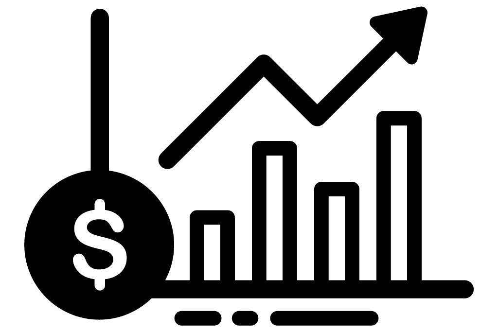 Gráfico financeiro apontando para cima.