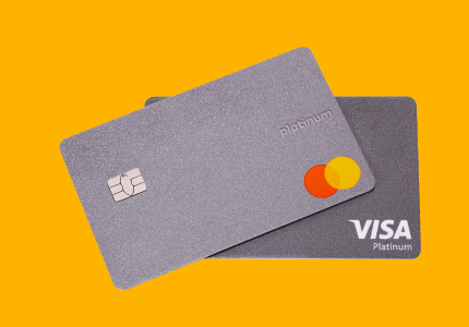 Cartões de crédito Visa Platinum e Mastercard Platinum.