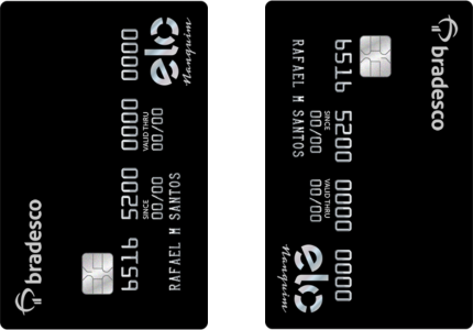 Dois cartões de crédito Bradesco Elo Nanquim