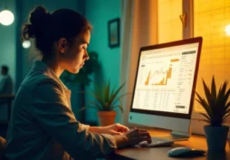 Persona consultando el Centro Deudor del BCRA en una computadora, con un informe crediticio en pantalla.