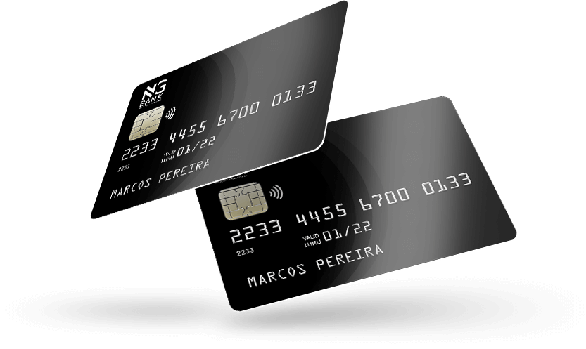 imagem de dois cartões NG Cash com fundo transparente